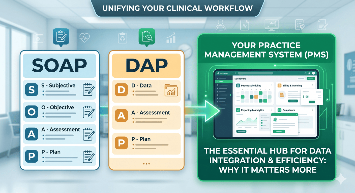 SOAP, DAP, and Why Your Practice Management System Matters More Than Either